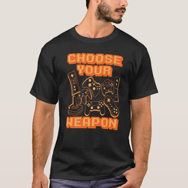 Camiseta Escolha seu Console de Controle de Vídeo de Arma G (Frente)