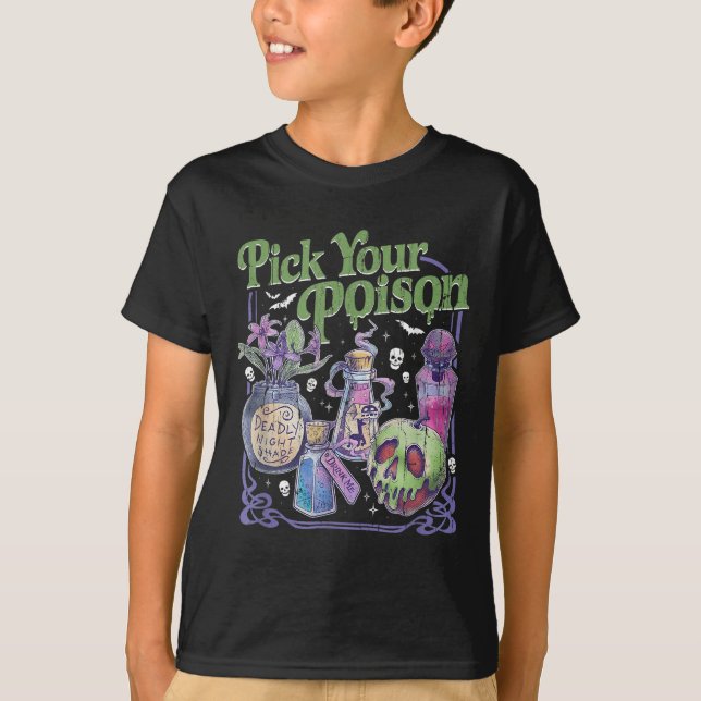 Camiseta Escolha Seu Veneno, Princesa Vintage Halloween (Frente)