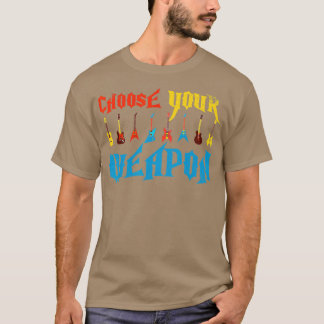 Camiseta Escolha sua arma Guitarras tocador de violão engra
