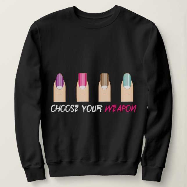 Camiseta Escolha sua arma... nail meme. (Frente do Design)