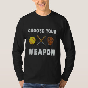 Camiseta Escolha suas luvas de bateria de softball com arma