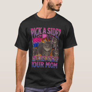 Camiseta Escolha um Lado Divertido Bissexual Lgbtq Gato Mem