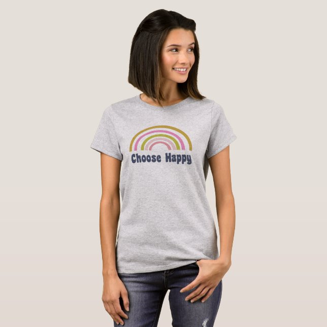 Camiseta Escolha uma citação inspiracional feliz com o coto (Frente Completa)
