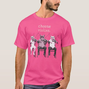 Camiseta Escolher Violinos Gatos Engraçados Paródia Selecio