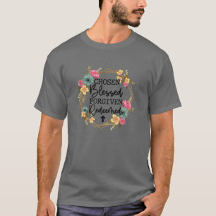 Camiseta Escolhida abençoada e perdoada Páscoa cristã re