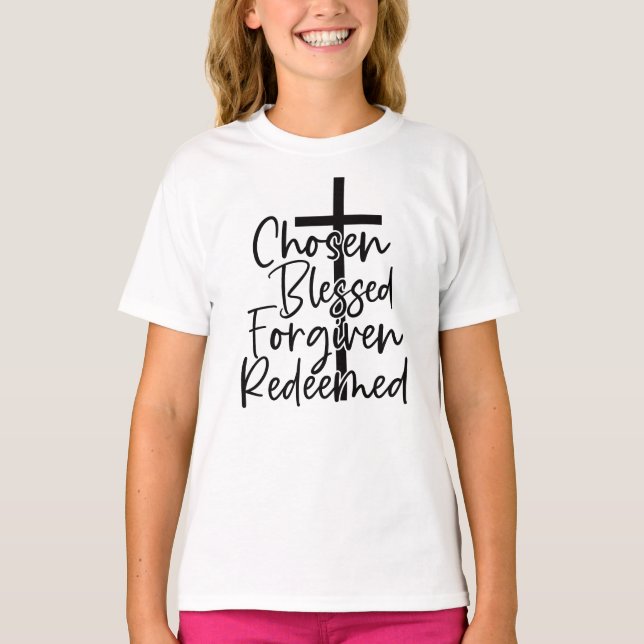 Camiseta Escolhida Abençoada Perdoada Resgatada-5572 (Frente)