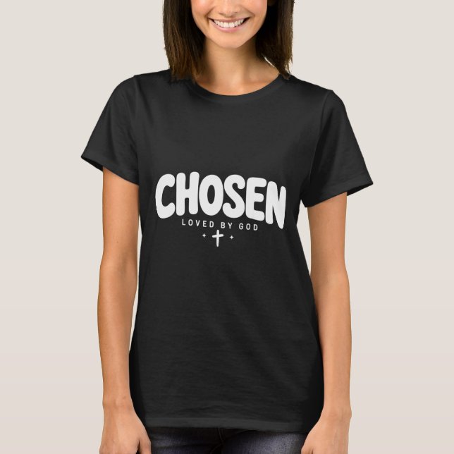 Camiseta Escolhido amado por Deus fé cristã juventude (Frente)