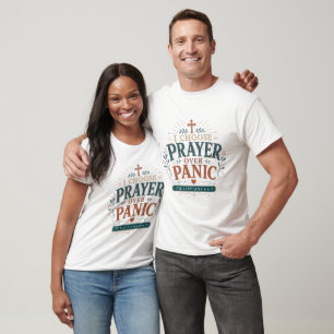 Camiseta Escolho a Oração em vez do Pânico Citação de Fé Cr