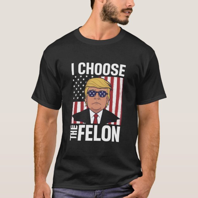 Camiseta Escolho O Patriota Republicano Felon Trump 2024 (Frente)