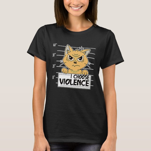 Camiseta Escolho Violência  Gato Preto (Frente)