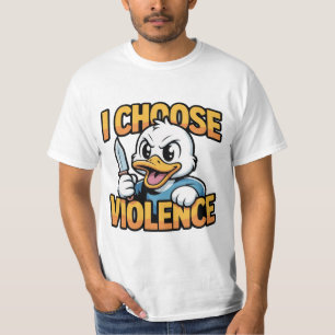Camiseta Escolho Violência – Meme de Pato Bravo Engraçado O