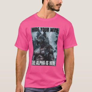 Camiseta Esconda Sua Esposa Engraçada Lobisomem-Memória Um