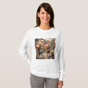 Camiseta Esconde-esconde Esquilos andam de bicicleta livro