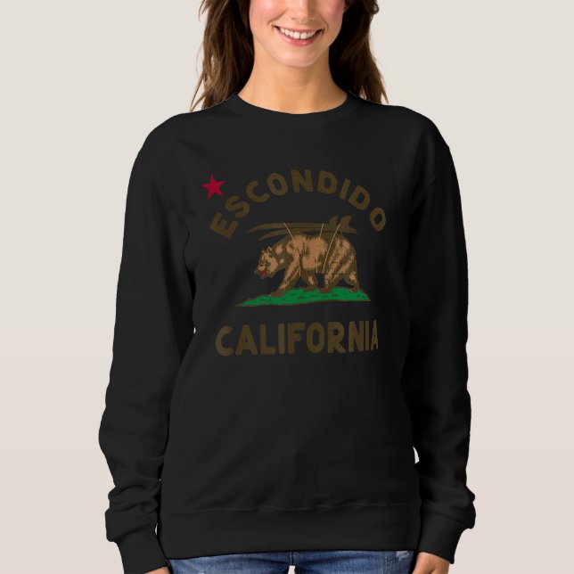 Camiseta Escondido California Flag Bear Surf Ca Vinta (Frente)