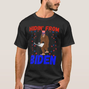 Camiseta Escondido do Biden Sasquatch Vintage Bigfoot Ameri