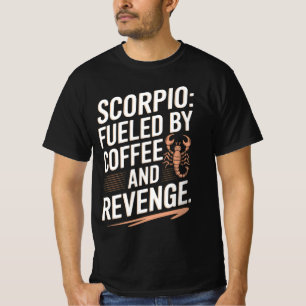 Camiseta Escorpião: Alimentado por Café e Câmbio de Vinganç