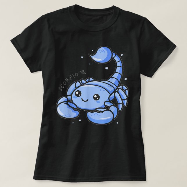 Camiseta Escorpião Bonito para Crianças Kawaii Sinal Zodiac (Frente do Design)