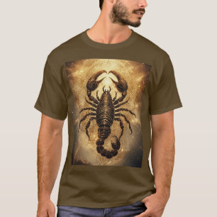 Camiseta Escorpião sobre um Astral de Ouro Detalhado Mandal