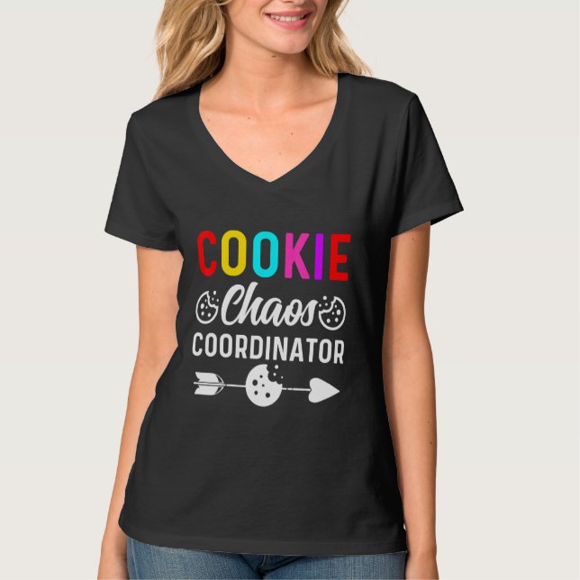 Camiseta Escoteiro Engraçado Para Meninas Cookie Chaos Coor (Frente)