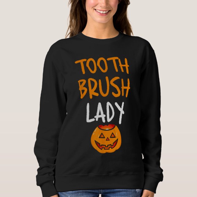 Camiseta Escova de dentes Lady Funny Pumpkin Enfermeira Den (Frente)