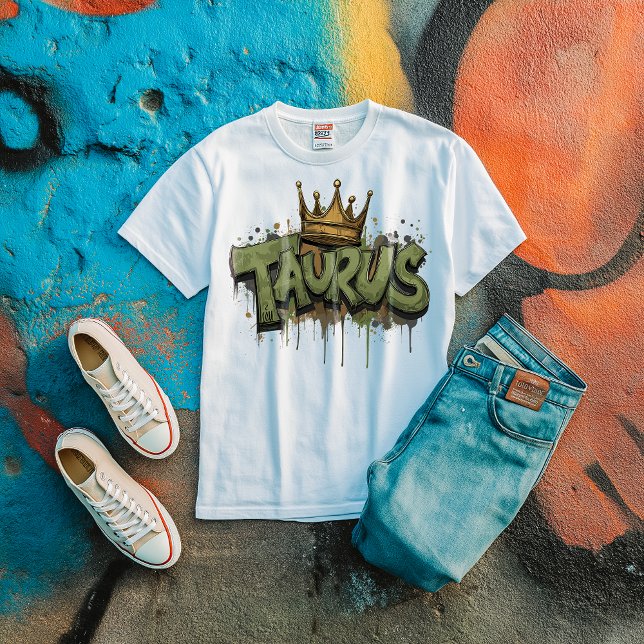 Camiseta Escova de Grafite Terthy Taurus Zodiac com Coroa (Criador carregado)