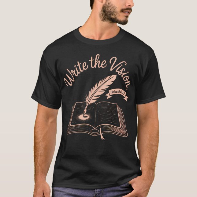 Camiseta Escreva A Visão Pena Versículo Bíblico (Frente)