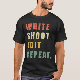 Camiseta Escreva Filme Edite Repita Divertido Cineasta Vint