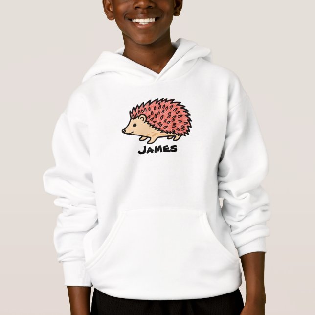 Camiseta escreva seu nome nesteouriço-cacheiro rosa (Frente)