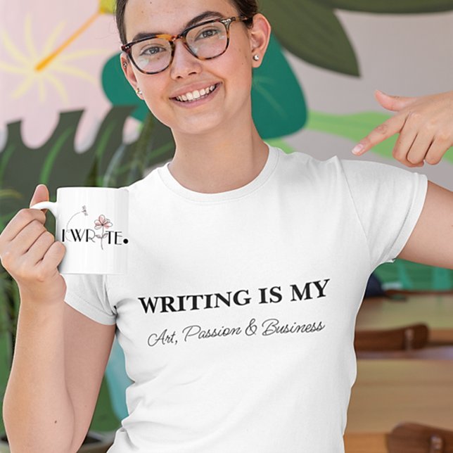 CAMISETA ESCREVENDO É MINHA ARTE, PAIXÃO E NEGÓCIOS (Criador carregado)