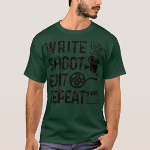 Camiseta Escrever Disparo Editar Repetir Dar de Filme Diret