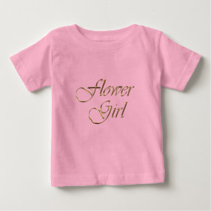 Camiseta Escrita dourada da Flower Girl elegante rosa-chic