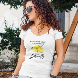 Camiseta Escrita em Pincel Moderno Limoncello Lemons V-Neck