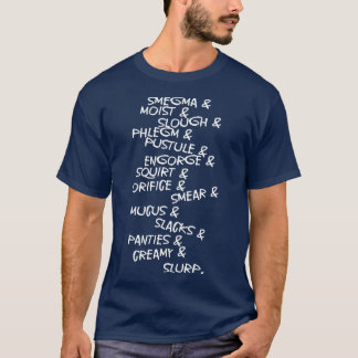 Camiseta Escrita manual da Lista de Palavras Sonoras Brutas