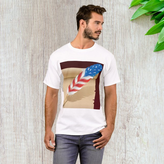 Camiseta Escrita Patriótica Pena em Papel Antigo (Criador carregado)