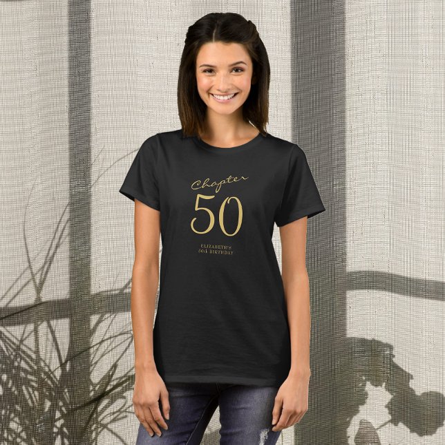 Camiseta Escrito Dourado com 50 Festas de aniversário preto (Criador carregado)