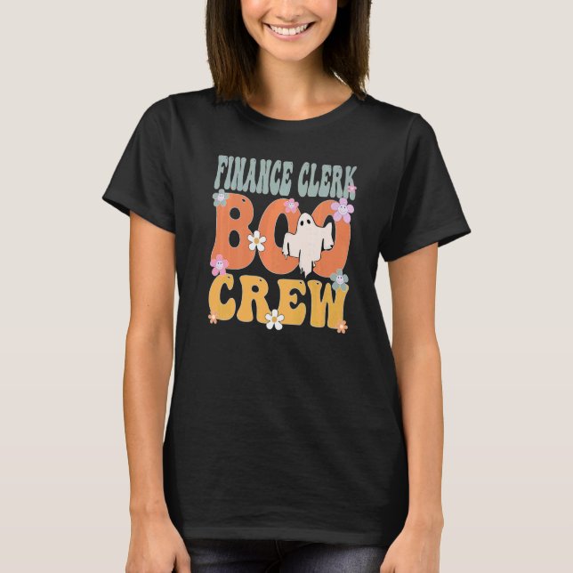 Camiseta Escritor De Finanças Boo Crew Ghost Groovy Hallowe (Frente)