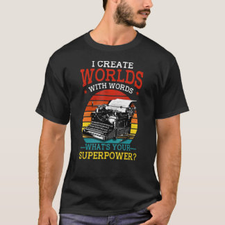 Camiseta Escritor Eu Crio Mundos Com Palavras Livro Literár