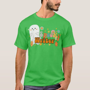Camiseta Escritor Spooky Retro Groovy Cute Ghost Halloween