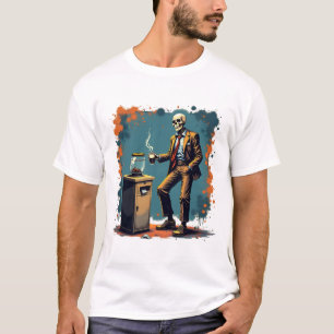 Camiseta Escritório de Esqueleto Grunge