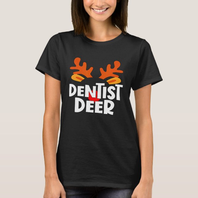 Camiseta Escritório de Trabalho Familiar Dentist Deer Match (Frente)