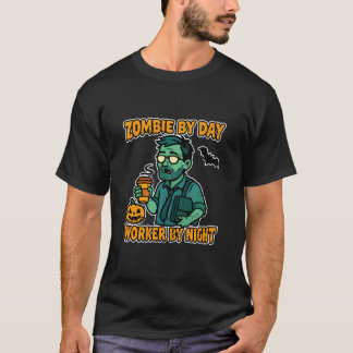 Camiseta Escritório de Zumbi por Dia Trabalhador por Noite