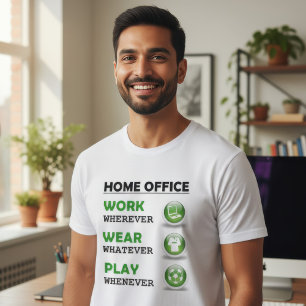 Camiseta Escritório Engraçado em Casa