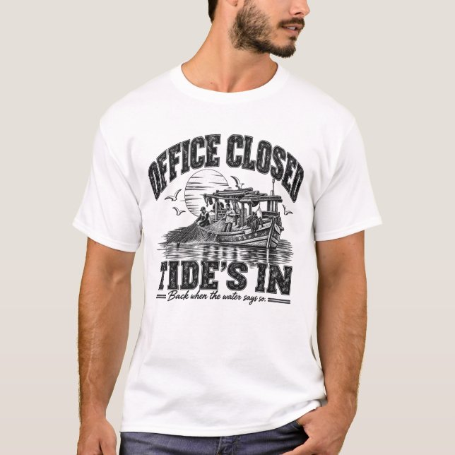 Camiseta Escritório Fechado Maré Alta | Black Ink (Frente)