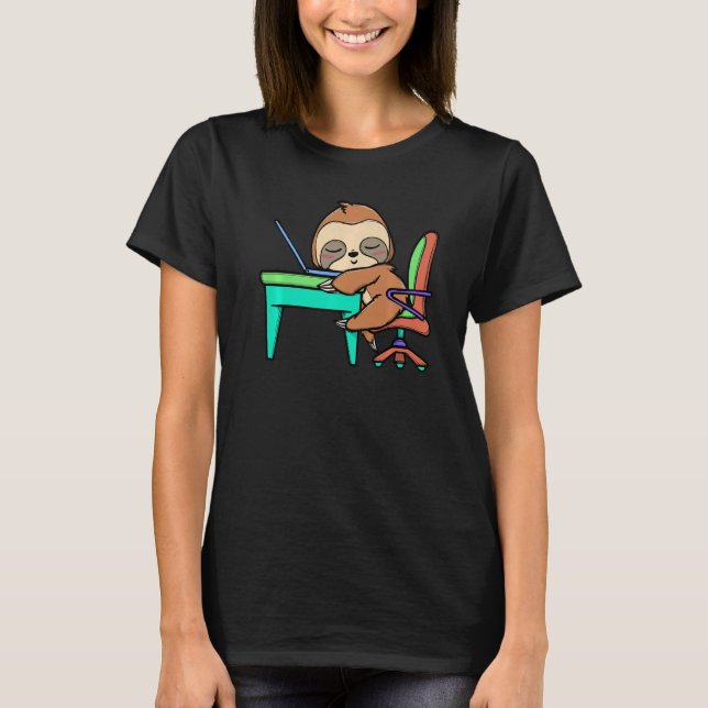 Camiseta Escritório Funcional do Laptop Trabalhando em Larg (Frente)