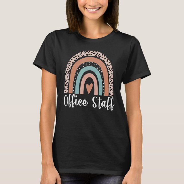 Camiseta Escritório Funcionarios Rainbow Leopard Admin Assi (Frente)