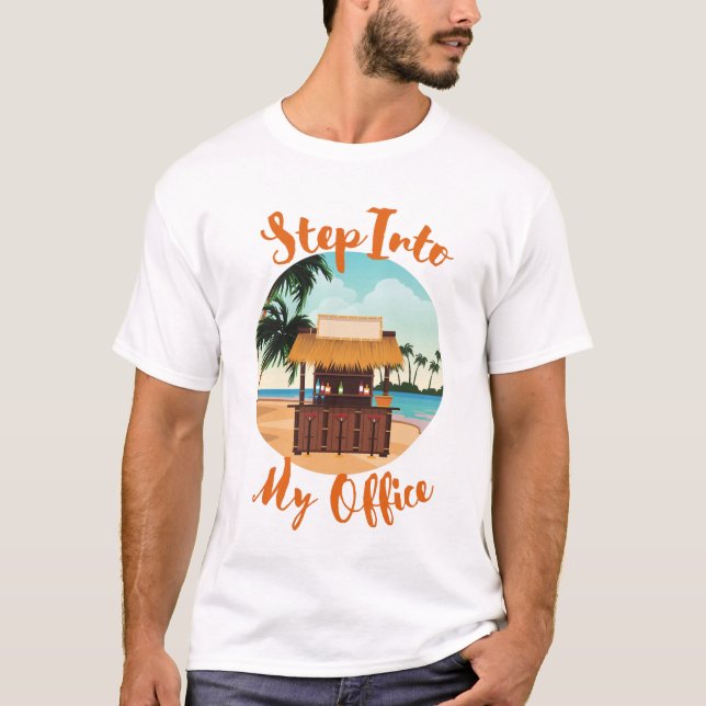Camiseta Escritório Funny Tropical Caribe Island (Frente)