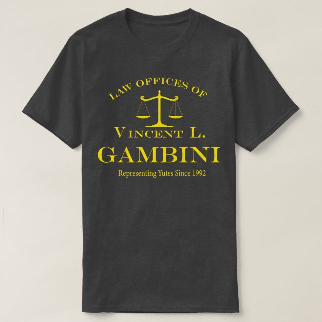 Camiseta Escritórios de Direito de Vincent L Gambini (Frente do Design)