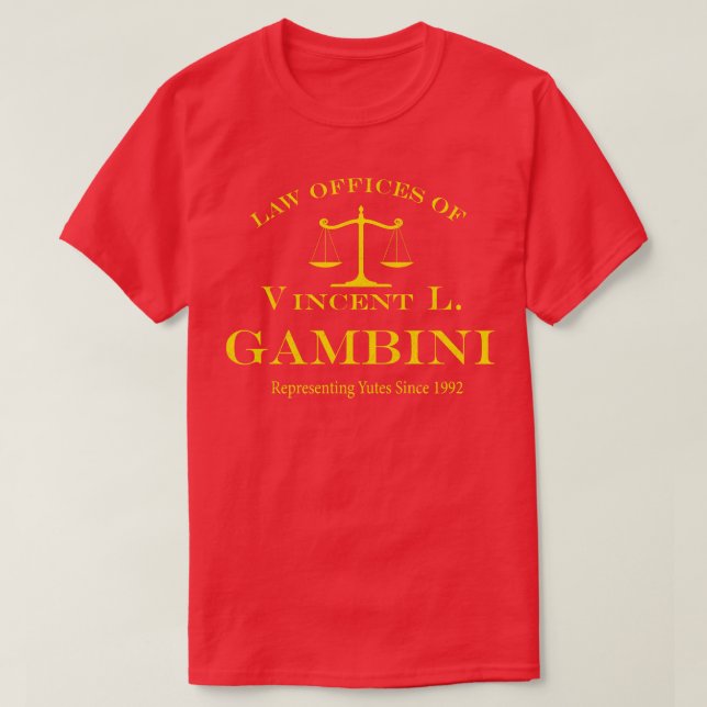 Camiseta Escritórios de Direito de Vincent L Gambini (Frente do Design)