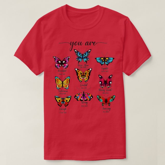 Camiseta Escritura Borboleta de Aquarela Salm Christian Bib (Frente do Design)
