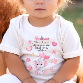 Camiseta Escritura Cristã de Benção Escritura Elefante Rosa